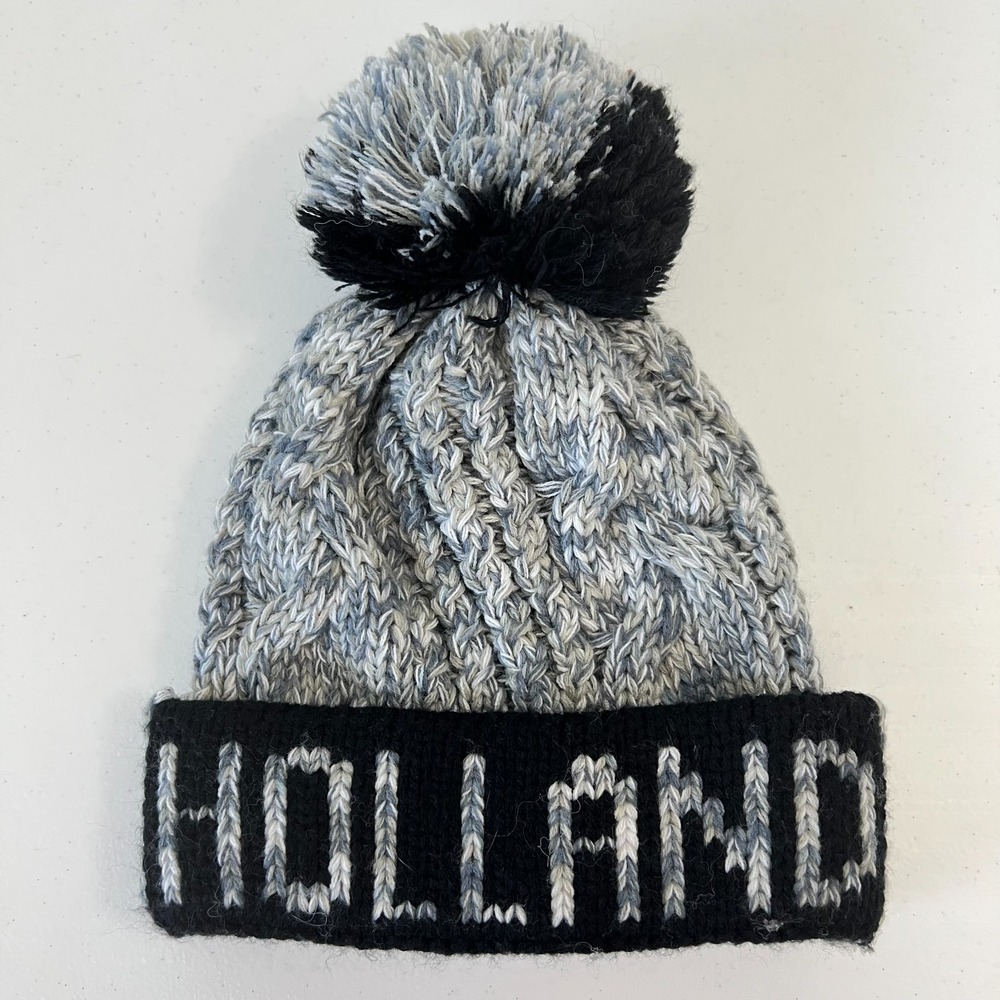 Robin Ruth cable knit beanie HOLLAND ski snowboard ice fishing winter snow gray